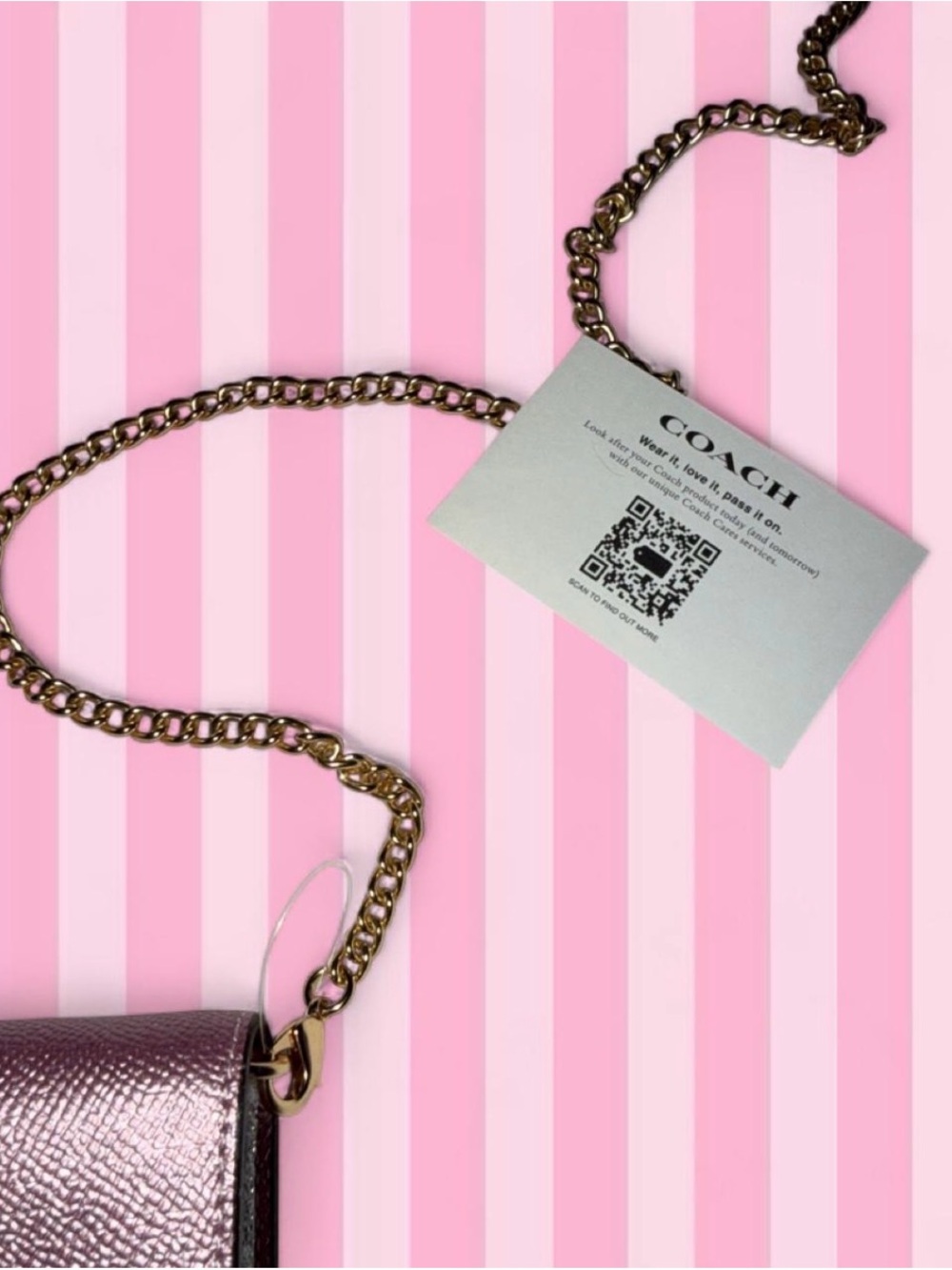 Coach Mauve Pink Crossbody with Gold Chain - Picture 3 of 5